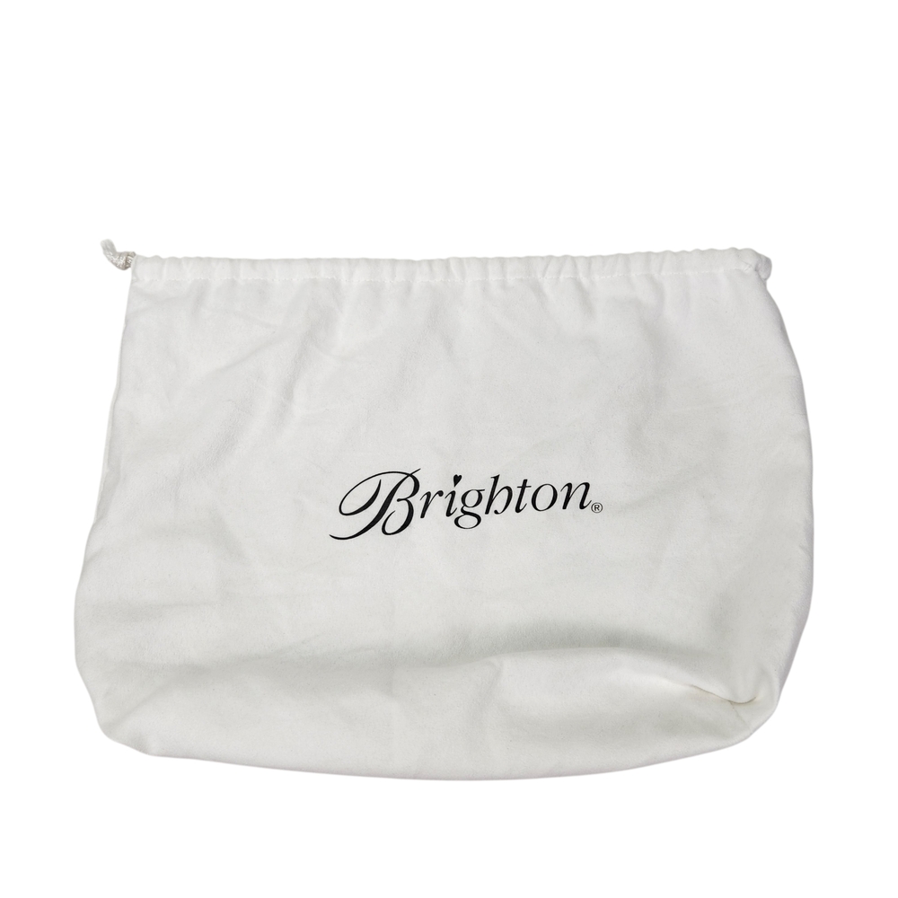 Brighton Dust Bag 14 X 17 White Black Brighton Logo Soft Flannel Drawstring